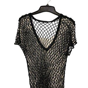 Them Limited Handknit Black Mesh V-Neck Top By The Limited Medium No tag‎